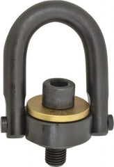 Jergens - 10,000 Lb Load Capacity Safety Engineered Center Pull Hoist Ring - 230 Ft/Lb Torque, 1-8 Thread, 4140 Alloy Steel, Black Oxide Finish - Exact Tooling