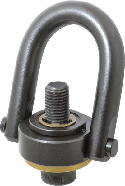 Jergens - 10,000 Lb Load Capacity Safety Engineered Center Pull Hoist Ring - 230 Ft/Lb Torque, 1-8 Thread, 4140 Alloy Steel, Black Oxide Finish - Exact Tooling
