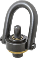 Jergens - 10,000 Lb Load Capacity Safety Engineered Center Pull Hoist Ring - 230 Ft/Lb Torque, 1-8 Thread, 4140 Alloy Steel, Black Oxide Finish - Exact Tooling