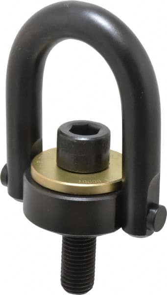 Jergens - 10,000 Lb Load Capacity Safety Engineered Center Pull Hoist Ring - 230 Ft/Lb Torque, 1-8 Thread, 4140 Alloy Steel, Black Oxide Finish - Exact Tooling