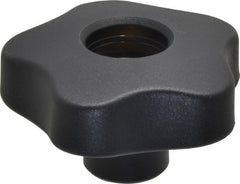 Elesa - 2.48" Head Diam, 5 Point Lobed Knob - 1/2-13 Hole, Thermoplastic, Black - Exact Tooling