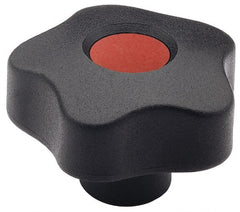Elesa - 2.48" Head Diam, 5 Point Lobed Knob - 1/2" Hole, Thermoplastic, Black - Exact Tooling