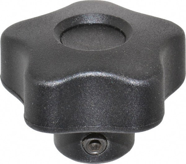 Elesa - 1.57" Head Diam, 5 Point Lobed Knob - 5/16" Hole, Thermoplastic, Black - Exact Tooling