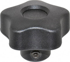 Elesa - 1.57" Head Diam, 5 Point Lobed Knob - 5/16" Hole, Thermoplastic, Black - Exact Tooling