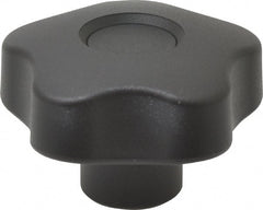 Elesa - 1.97" Head Diam, 5 Point Lobed Knob - 5/16-18 Hole, Thermoplastic, Black - Exact Tooling