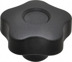 Elesa - 1.97" Head Diam, 5 Point Lobed Knob - 3/8-16 Hole, Thermoplastic, Black - Exact Tooling