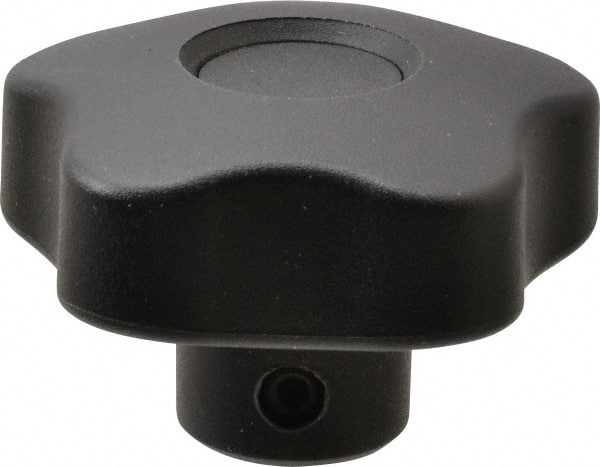 Elesa - 1.97" Head Diam, 5 Point Lobed Knob - 5/16" Hole, Thermoplastic, Black - Exact Tooling