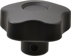 Elesa - 1.97" Head Diam, 5 Point Lobed Knob - 5/16" Hole, Thermoplastic, Black - Exact Tooling