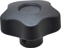 Elesa - 1.97" Head Diam, 5 Point Lobed Knob - 3/8" Hole, Thermoplastic, Black - Exact Tooling