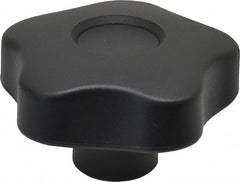 Elesa - 2.48" Head Diam, 5 Point Lobed Knob - 3/8-16 Hole, Thermoplastic, Black - Exact Tooling