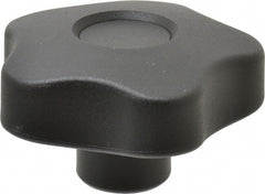 Elesa - 2.48" Head Diam, 5 Point Lobed Knob - 1/2-13 Hole, Thermoplastic, Black - Exact Tooling
