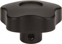 Elesa - 2.48" Head Diam, 5 Point Lobed Knob - 3/8" Hole, Thermoplastic, Black - Exact Tooling