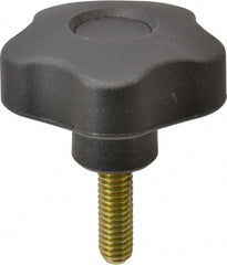 Elesa - 1.97" Head Diam, 5 Point Lobed Knob - 5/16-18 Stem, Thermoplastic, Black - Exact Tooling