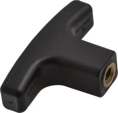 Elesa - 1/4-20 Hole Thread, 2.16" Head Length, Technopolymer, Female Insert T Handle - 0.7" Hole Depth, 9/16" Hub Diam, 0.86" Hub Height, Black - Exact Tooling