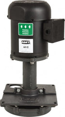 American Machine & Tool - 3/2 Amp, 230/460 Volt, 3/4 hp, 3 Phase, 1,725 RPM, Cast Iron Immersion Machine Tool & Recirculating Pump - 67 GPM, 1-3/4" Inlet, 14 psi, 19.7" Overall Height, 9.9" Body Length, NPT Thread, Stainless Steel Impeller, TEFC Motor - Exact Tooling