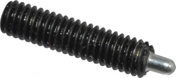 Jergens - M4 x 0.7, 16mm Thread Length, 2.5mm Plunger Projection, Steel Threaded Spring Plunger - 1.78mm Max Plunger Diam, 16mm Plunger Length, 0.32 Kg Init End Force, 1.04 Kg Final End Force, 2mm Hex - Exact Tooling