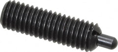 Jergens - M8 x 1.25, 25mm Thread Length, 5mm Plunger Projection, Steel Threaded Spring Plunger - 3.43mm Max Plunger Diam, 25mm Plunger Length, 1.35 Kg Init End Force, 6.75 Kg Final End Force, 4mm Hex - Exact Tooling