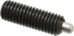 Jergens - M10 x 1.5, 29mm Thread Length, 5mm Plunger Projection, Steel Threaded Spring Plunger - 4.72mm Max Plunger Diam, 29mm Plunger Length, 1.26 Kg Init End Force, 3.26 Kg Final End Force, 5mm Hex - Exact Tooling
