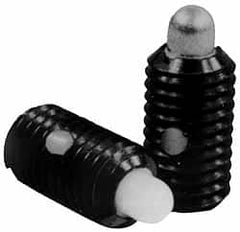 Jergens - M5 x 0.8, 14.5mm Thread Length, 3mm Plunger Projection, Steel Threaded Spring Plunger - 2.36mm Max Plunger Diam, 14.5mm Plunger Length, 0.23 Kg Init End Force, 2.27 Kg Final End Force - Exact Tooling