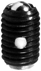 Jergens - M5x0.8, 2.38mm Ball Diam, 13mm Body Length, 0.6mm Max Ball Reach, Threaded Ball Plunger - Steel Body, Stainless Steel Ball, 0.23 kg Initial End Force, 0.68 kg Final End Force, Locking Element - Exact Tooling