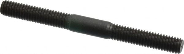 Jergens - M6x1.0 65mm OAL Equal Double Threaded Stud - Alloy Steel, Black Oxide Finish, 24mm Equal Thread Length, Metric - Exact Tooling
