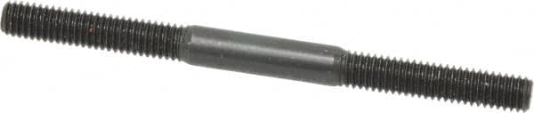 Jergens - M6x1.0 80mm OAL Equal Double Threaded Stud - Alloy Steel, Black Oxide Finish, 27mm Equal Thread Length, Metric - Exact Tooling