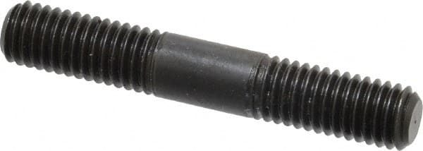 Jergens - M8x1.25 50mm OAL Equal Double Threaded Stud - Alloy Steel, Black Oxide Finish, 17mm Equal Thread Length, Metric - Exact Tooling