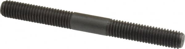 Jergens - M8x1.25 80mm OAL Equal Double Threaded Stud - Alloy Steel, Black Oxide Finish, 31mm Equal Thread Length, Metric - Exact Tooling
