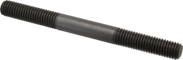Jergens - M10x1.50 110mm OAL Equal Double Threaded Stud - Alloy Steel, Black Oxide Finish, 35mm Equal Thread Length, Metric - Exact Tooling