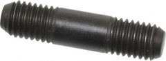 Jergens - M12x1.75 50mm OAL Equal Double Threaded Stud - Alloy Steel, Black Oxide Finish, 15mm Equal Thread Length, Metric - Exact Tooling