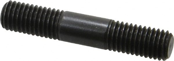 Jergens - M12x1.75 65mm OAL Equal Double Threaded Stud - Alloy Steel, Black Oxide Finish, 22mm Equal Thread Length, Metric - Exact Tooling