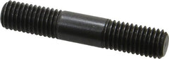 Jergens - M12x1.75 65mm OAL Equal Double Threaded Stud - Alloy Steel, Black Oxide Finish, 22mm Equal Thread Length, Metric - Exact Tooling