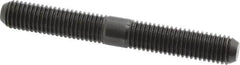 Jergens - M12x1.75 95mm OAL Equal Double Threaded Stud - Alloy Steel, Black Oxide Finish, 37mm Equal Thread Length, Metric - Exact Tooling