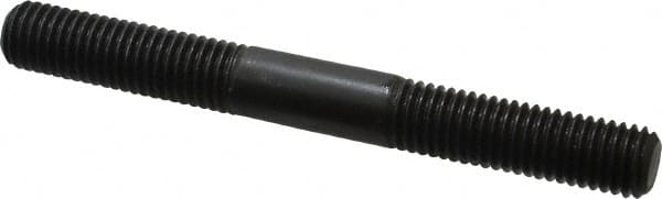 Jergens - M12x1.75 110mm OAL Equal Double Threaded Stud - Alloy Steel, Black Oxide Finish, 39mm Equal Thread Length, Metric - Exact Tooling