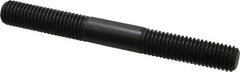 Jergens - M12x1.75 110mm OAL Equal Double Threaded Stud - Alloy Steel, Black Oxide Finish, 39mm Equal Thread Length, Metric - Exact Tooling