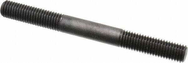 Jergens - M12x1.75 125mm OAL Equal Double Threaded Stud - Alloy Steel, Black Oxide Finish, 39mm Equal Thread Length, Metric - Exact Tooling
