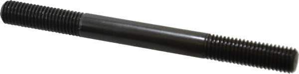 Jergens - M12x1.75 140mm OAL Equal Double Threaded Stud - Alloy Steel, Black Oxide Finish, 39mm Equal Thread Length, Metric - Exact Tooling