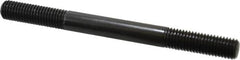 Jergens - M12x1.75 140mm OAL Equal Double Threaded Stud - Alloy Steel, Black Oxide Finish, 39mm Equal Thread Length, Metric - Exact Tooling