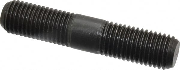 Jergens - M16x2.0 80mm OAL Equal Double Threaded Stud - Alloy Steel, Black Oxide Finish, 29mm Equal Thread Length, Metric - Exact Tooling