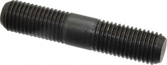 Jergens - M16x2.0 80mm OAL Equal Double Threaded Stud - Alloy Steel, Black Oxide Finish, 29mm Equal Thread Length, Metric - Exact Tooling