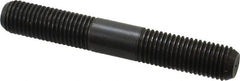 Jergens - M16x2.0 110mm OAL Equal Double Threaded Stud - Alloy Steel, Black Oxide Finish, 44mm Equal Thread Length, Metric - Exact Tooling