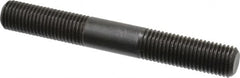 Jergens - M16x2.0 125mm OAL Equal Double Threaded Stud - Alloy Steel, Black Oxide Finish, 47mm Equal Thread Length, Metric - Exact Tooling