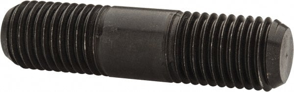 Jergens - M20x2.5 80mm OAL Equal Double Threaded Stud - Alloy Steel, Black Oxide Finish, 29mm Equal Thread Length, Metric - Exact Tooling