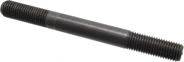 Jergens - M20x2.5 200mm OAL Equal Double Threaded Stud - Alloy Steel, Black Oxide Finish, 55mm Equal Thread Length, Metric - Exact Tooling