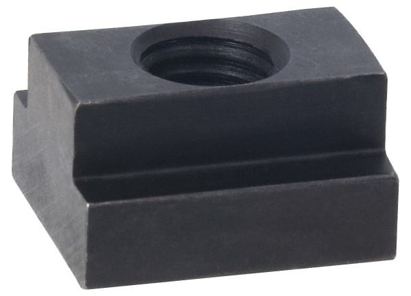 Jergens - M16x2.00 Tapped Through T Slot Nut - 18mm Slot Width, 29 x 11mm Base Width x Height, 32 x 19mm OAL x Height - Exact Tooling