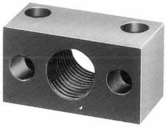 Jergens - 1-7/8 - 16 Thread, 33/64" Mounting Hole, Low Carbon Steel Clamp Mounting Block - 2-3/8" Thick x 4" Long x 2" Wide - Exact Tooling