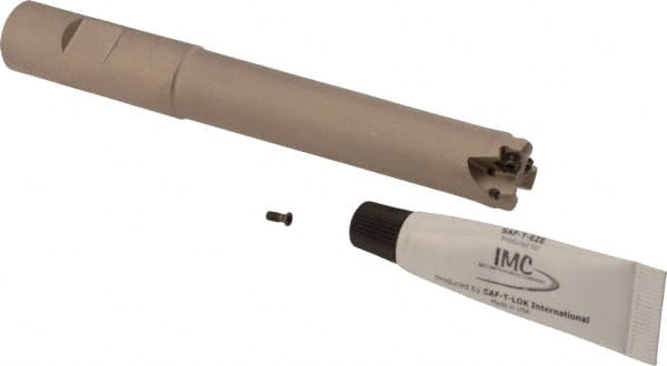 Iscar - 3/4" Cut Diam, 0.03" Max Depth, 3/4" Shank Diam, Weldon Shank Indexable High-Feed End Mill - Screw Holding Method, H600 WXCU 04 Insert, FF EWX-04 Toolholder, Through Coolant - Exact Tooling