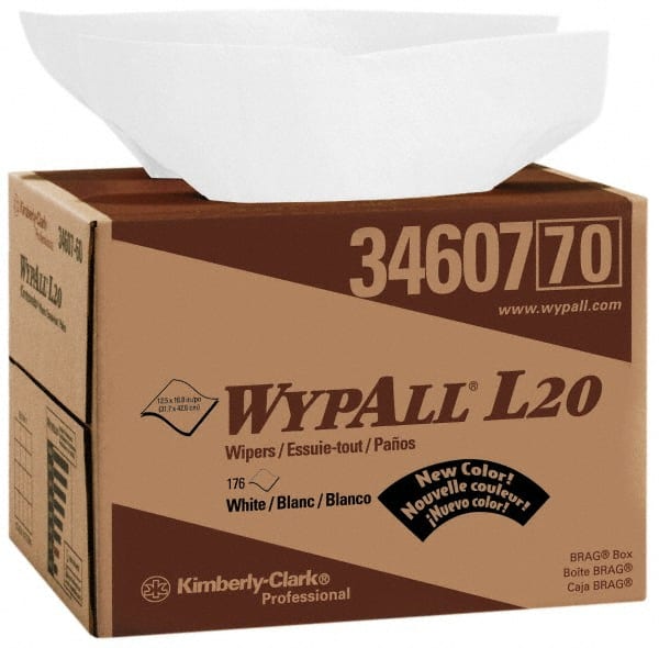 WypAll - L20 Dry General Purpose Wipes - Brag Box/Double Top Box, 16-3/4" x 12-1/2" Sheet Size, White - Exact Tooling