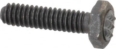 Fairlane - Serrated Tooth, 1/4-20, 1" Shank Length, 7/8" Thread Length, Black Oxide Finish, Hex Head, Adjustable Positioning Gripper - 5/16" Pad Diam, 7/16" Hex, 13/64" Head Height, Extra Fine Tooth Grade - Exact Tooling