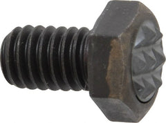 Fairlane - Serrated Tooth, 5/16-18, 1/2" Shank Length, 1/2" Thread Length, Black Oxide Finish, Hex Head, Adjustable Positioning Gripper - 3/8" Pad Diam, 1/2" Hex, 1/4" Head Height, Fine Tooth Grade - Exact Tooling